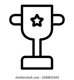 Isolated trophy with star in outline icon on white background. Achievement, success, winner, award, prize, marketing, business