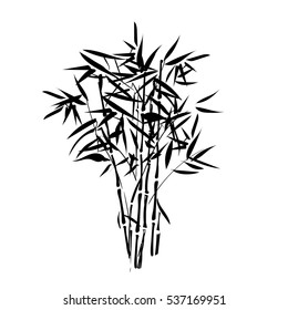 Isolated tropical bamboo silhouette can be used as a sticker.