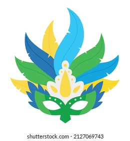 Isolated tropical carnival mask with feathers Vector