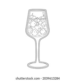 Isolated tropical cocktail with ice and strawberries Vector