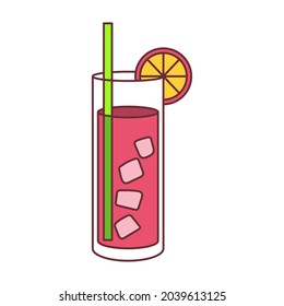 Isolated tropical cocktail icon with a lemon Vector