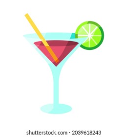 Isolated tropical cocktail icon with a lemon Vector