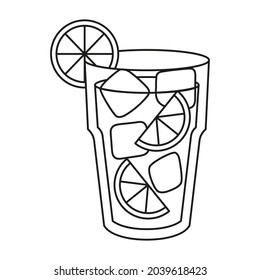 Isolated tropical cocktail icon with a lemon Vector