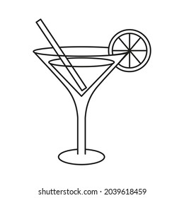 Isolated tropical cocktail icon with a lemon Vector