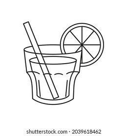 Isolated tropical cocktail icon with a lemon Vector