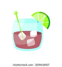 Isolated tropical cocktail icon with a lemon Vector