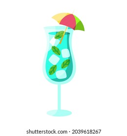 Isolated tropical cocktail icon with mint and ice Vector