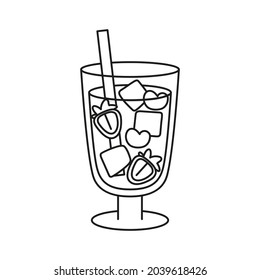 Isolated tropical cocktail icon with strawberries Vector