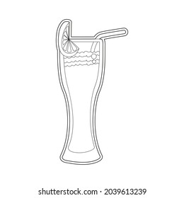Isolated tropical cocktail with a slice of a lemon Vector