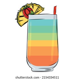 Isolated tropical cocktail vector illustration