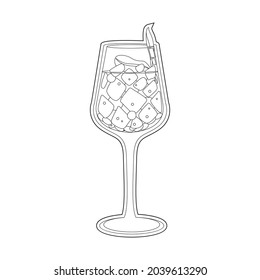 Isolated tropical cold cocktail with ice and leaves Vector