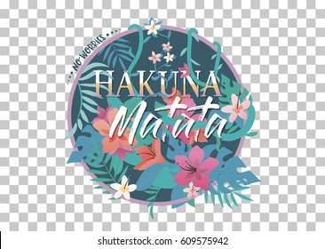 Isolated tropical text, Hakuna Matata, lettering