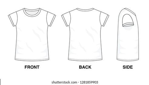 Isolated t-shirt object of clothes and fashion stylish wear fill in blank. Set of clothing t shirts and vector illustration. Different views, front, back and side view graphic design template