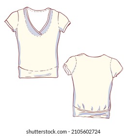 Isolated t-shirt vector illustration on white background. Clothes mocap, blank for designer, logo, icon, market