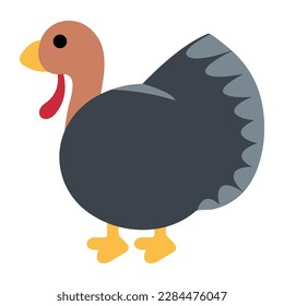 Isolated Turkey Animal Vector Icon, Emoji, Emoticon