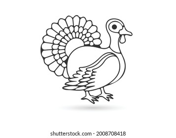 Isolated turkey bird icon on a white background, Vector illustration