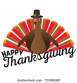 Isolated turkey icon with a pilgrim hat, Thanksgiving day vector illustration