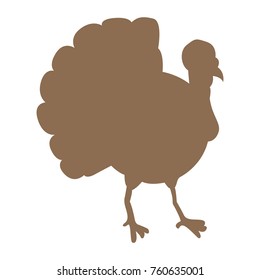 Isolated turkey silhouette on a white background, vector iilustration