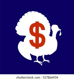 Isolated turkey silhouette with red dollar symbol