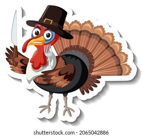 Isolated turkey sticker on white background illustration
