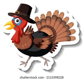 Isolated turkey sticker on white background illustration