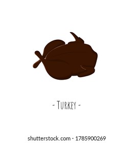 Isolated turkey. Vector cartoon illustration. Thanksgiving day concept.