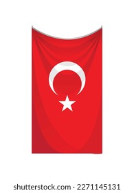 Isolated Turkish flag vector illustration on white background.