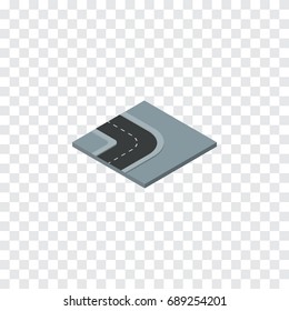 Isolated Turn Path Isometric. Turning Road Vector Element Can Be Used For Turn, Road, Path Design Concept.