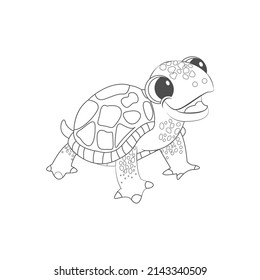Isolated turtle draw animated animals jungle vector illustration