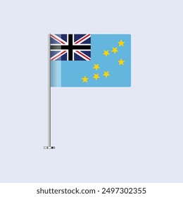 Isolated Tuvalu Table Flag on Pole, Tuvaluan Flag Vector Design for Print and Web