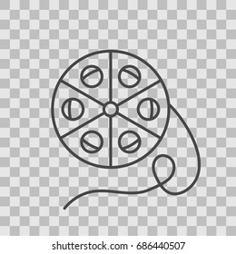 Isolated TV series thin lined outlined icon on transparent background. Vector sig for design of apps, interfaces, web sites, banners, presentations, etc.