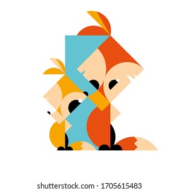Isolated two foxes on a white background
