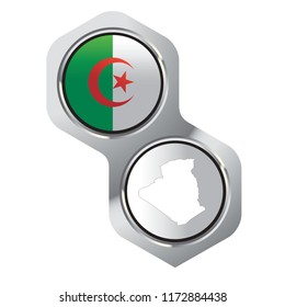 isolated two linked hexagons with Algeria map and flag vector illustration