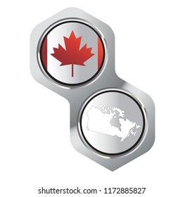 isolated two linked hexagons with Canada map and flag vector illustration