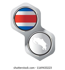 isolated two linked hexagons with Costa Rica map and flag vector illustration