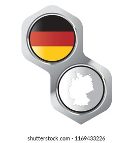 isolated two linked hexagons with German map and flag vector illustration
