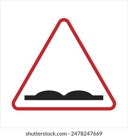 Isolated two speed bump in red triangle road sign, for reduce speed, slow down drive car