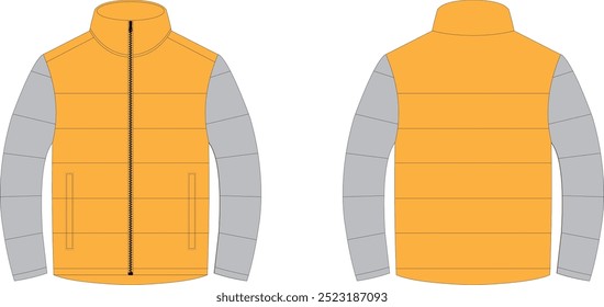 Isolado dois tom mockup do estilo zíper de jaqueta puffer