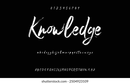 Isolated typeface on a black backdrop. Alphabet texture in graffiti and street art styles. Grunge and an unclean look. Brush lettering in vector format.