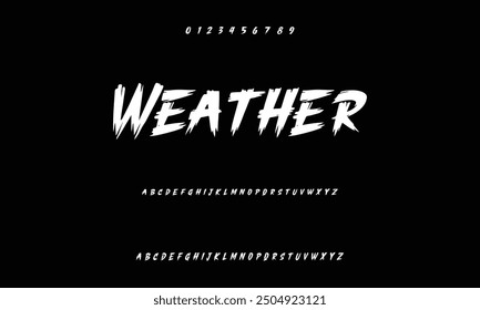 Tipografía aislada sobre un fondo negro. Textura del alfabeto en estilos de graffiti y arte callejero. Grunge y una mirada impura. Letras de pincel en formato Vector.