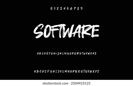 Isolated typeface on a black backdrop. Alphabet texture in graffiti and street art styles. Grunge and an unclean look. Brush lettering in vector format.