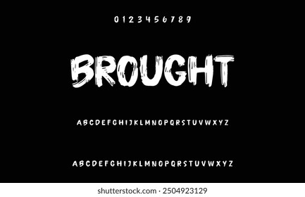 Isolated typeface on a black backdrop. Alphabet texture in graffiti and street art styles. Grunge and an unclean look. Brush lettering in vector format.