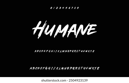 Isolated typeface on a black backdrop. Alphabet texture in graffiti and street art styles. Grunge and an unclean look. Brush lettering in vector format.