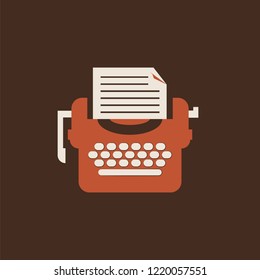 Isolated typewriter icon. Flat Vector for writers