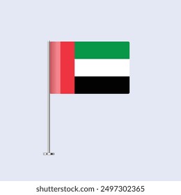 Isolated UAE Table Flag on Pole, UAE Flag Vector Design for Print and Web