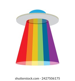 Isolated UFO spaceship with lgbt colors Vector illustration