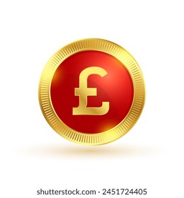 isolated UK currency pound gold coin in 3d style vector