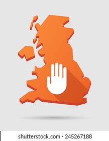 Isolated UK map icon with a hand