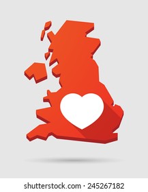 Isolated UK map icon with a heart