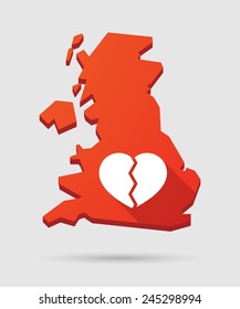 Isolated UK map icon with a heart